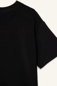 DeFacto Oversize Wide Fit Crew Neck Modal Short Sleeve Black T-Shirt - Image 2
