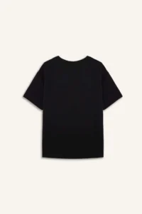 DeFacto Oversize Wide Fit Crew Neck Modal Short Sleeve Black T-Shirt - Image 3