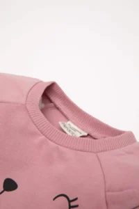 DeFacto Baby Girl Crew Neck Printed Soft Lined Sweatshirt - Image 2