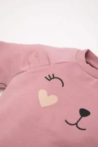 DeFacto Baby Girl Crew Neck Printed Soft Lined Sweatshirt - Image 3