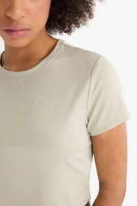 DeFacto Crop Crew Neck Basic Plain Athlete Short Sleeve T-Shirt - Image 8