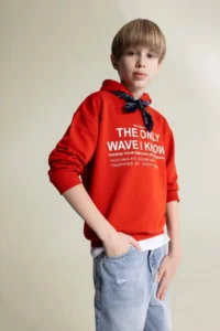 DeFacto Oversize Wide Fit Hooded Printed Sweatshirt Boy