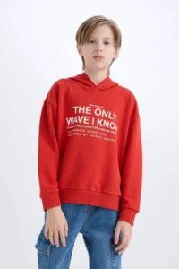 DeFacto Oversize Wide Fit Hooded Printed Sweatshirt Boy - Image 5
