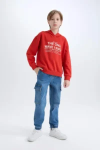 DeFacto Oversize Wide Fit Hooded Printed Sweatshirt Boy - Image 6