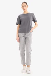 DeFacto Regular Fit Crew Neck Basic Plain Thick Short Sleeve T-Shirt - Image 2