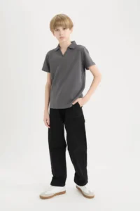 DeFacto Open Collar Short Sleeve T-Shirt Boy - Image 2