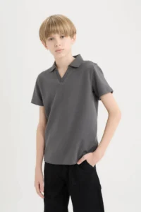 DeFacto Open Collar Short Sleeve T-Shirt Boy - Image 4