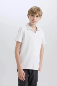 DeFacto Short Sleeve White Boys' T-Shirt D7755A8/WT34 - Image 3