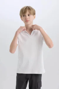 DeFacto Short Sleeve White Boys' T-Shirt D7755A8/WT34 - Image 4