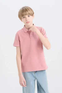 DeFacto Polo Neck Basic Plain Short Sleeve T-Shirt Boy - Image 5