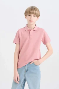 DeFacto Polo Neck Basic Plain Short Sleeve T-Shirt Boy - Image 6