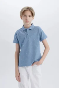 DeFacto Polo Neck Pique Short Sleeve T-Shirt Boy - Image 3
