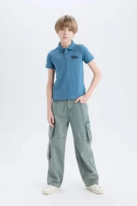 DeFacto Polo Neck Embroidered Short Sleeve T-Shirt Boy - Image 2