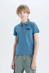DeFacto Polo Neck Embroidered Short Sleeve T-Shirt Boy - Image 3