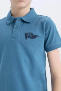 DeFacto Polo Neck Embroidered Short Sleeve T-Shirt Boy - Image 4