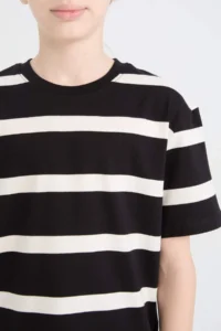 DeFacto Crew Neck Striped Short Sleeve T-Shirt Boy - Image 4