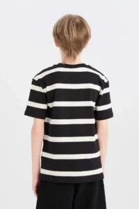 DeFacto Crew Neck Striped Short Sleeve T-Shirt Boy - Image 5