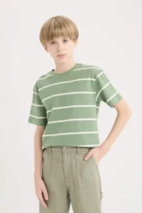 DeFacto Crew Neck Striped Short Sleeve T-Shirt Boy