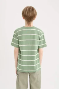 DeFacto Crew Neck Striped Short Sleeve T-Shirt Boy - Image 6