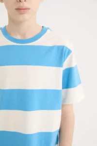 DeFacto Crew Neck Striped Short Sleeve T-Shirt Boy - Image 5