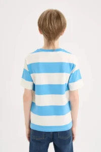 DeFacto Crew Neck Striped Short Sleeve T-Shirt Boy - Image 6