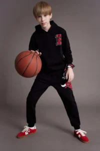 DeFacto NBA Wordmark Hooded Soft Lined Sweatshirt Boy - Image 2