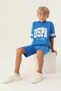 US Polo Assn. BASE. Polo Assn Licensed Glitter Brown Boy Bermuda Suit - Image 2