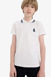 DeFacto Polo Neck Embroidered Pique Short Sleeve T-Shirt Boy - Image 3
