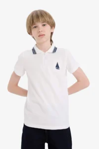 DeFacto Polo Neck Embroidered Pique Short Sleeve T-Shirt Boy - Image 4