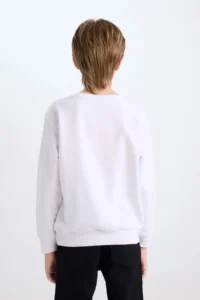 DeFacto Crew Neck Ataturk Printed and Embroidered White Boy's Sweatshirt D8200A8/WT34 - Image 5