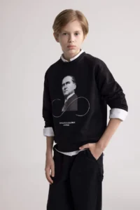 DeFacto Crew Neck Ataturk Printed Sweatshirt Boy