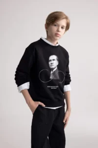 DeFacto Crew Neck Ataturk Printed Sweatshirt Boy - Image 2