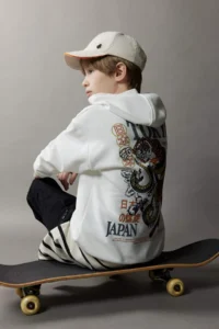 DeFacto Oversize Wide Fit Hooded Back Printed Sweatshirt Boy