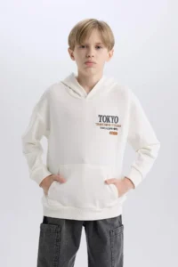 DeFacto Oversize Wide Fit Hooded Back Printed Sweatshirt Boy - Image 5