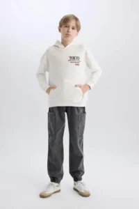 DeFacto Oversize Wide Fit Hooded Back Printed Sweatshirt Boy - Image 6