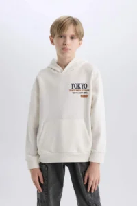 DeFacto Oversize Wide Fit Hooded Back Printed Sweatshirt Boy - Image 7