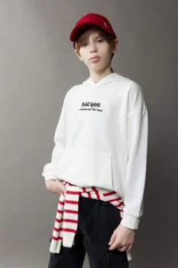DeFacto Oversize Wide Fit Hooded Embroidered Sweatshirt Boy - Image 3