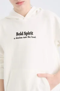 DeFacto Oversize Wide Fit Hooded Embroidered Sweatshirt Boy - Image 7