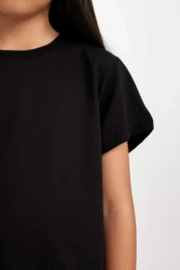 DeFacto Crew Neck Basic Plain Short Sleeve T-Shirt Girl - Image 5