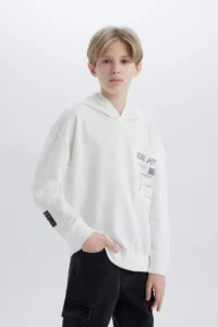 DeFacto Oversize Wide Fit Hooded Printed Sweatshirt Boy - Image 3