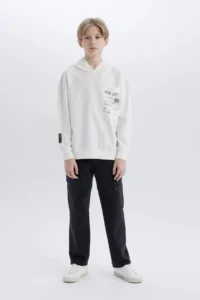 DeFacto Oversize Wide Fit Hooded Printed Sweatshirt Boy - Image 4