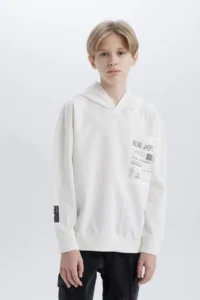 DeFacto Oversize Wide Fit Hooded Printed Sweatshirt Boy - Image 5