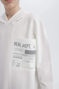 DeFacto Oversize Wide Fit Hooded Printed Sweatshirt Boy - Image 7