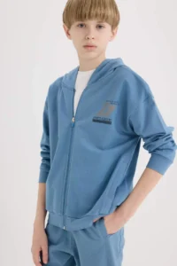 DeFacto Printed Hooded Zipper Sweatshirt Boy - Image 7