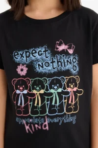 DeFacto Crew Neck Printed Short Sleeve T-Shirt Girls - Image 5