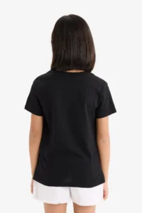 DeFacto Crew Neck Printed Short Sleeve T-Shirt Girls - Image 6