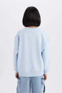 DeFacto Relax Fit Crew Neck Printed Sweatshirt Girl - Image 6