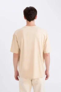 DeFacto 100% Cotton Oversize Wide Fit Crew Neck Printed Short Sleeve T-Shirt - Image 5
