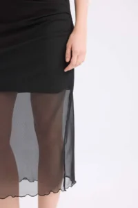 DeFacto Pencil Normal Waist Draped Lined Tulle Midi Skirt - Image 5