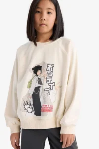 DeFacto Relax Fit Crew Neck Anime Printed Sweatshirt Girl 25SP - Image 3